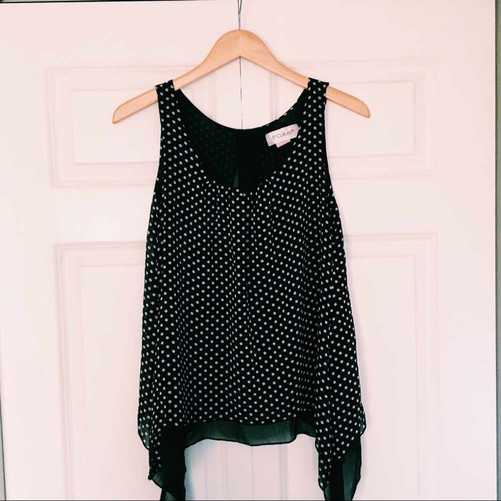 Black and white polka dot tank